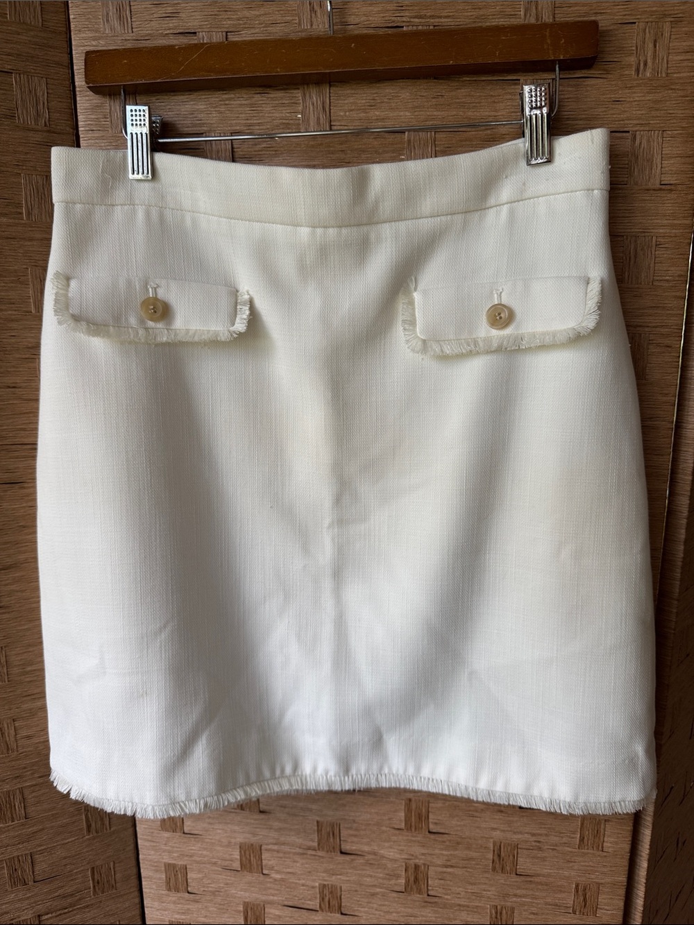 Ann Taylor Classic White/Cream Tweed Midi Skirt
